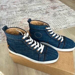 Authentic Christian Louboutin shoe/ Fun Louis Junior Denim/Seasonal style